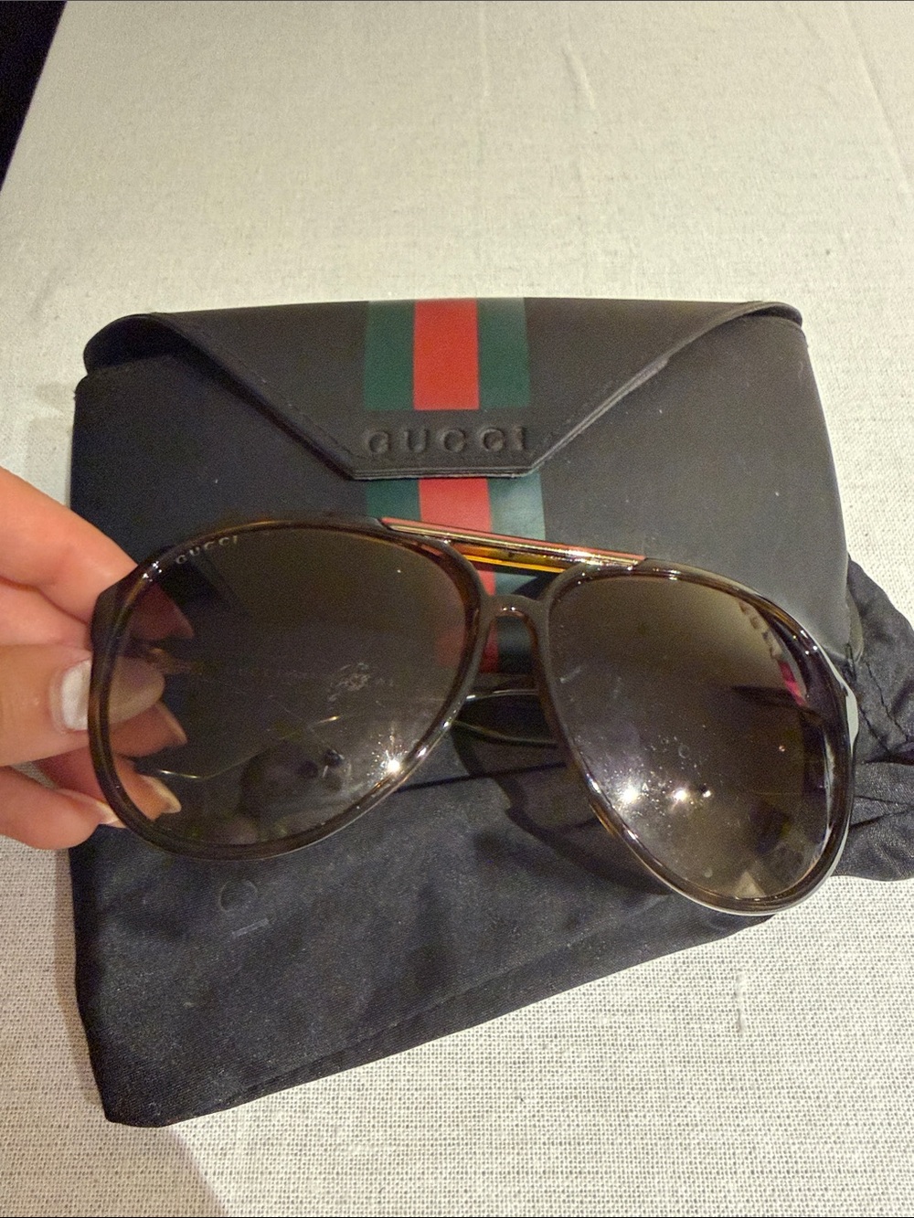 Gucci Brown Tortoiseshell Aviator Sunglasses